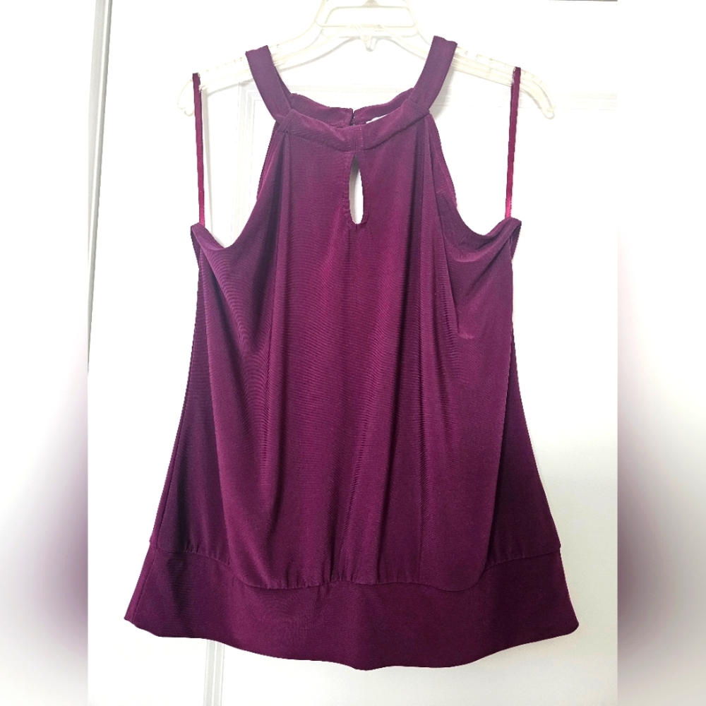 WHBM purple sleeveless keyhole blouse
